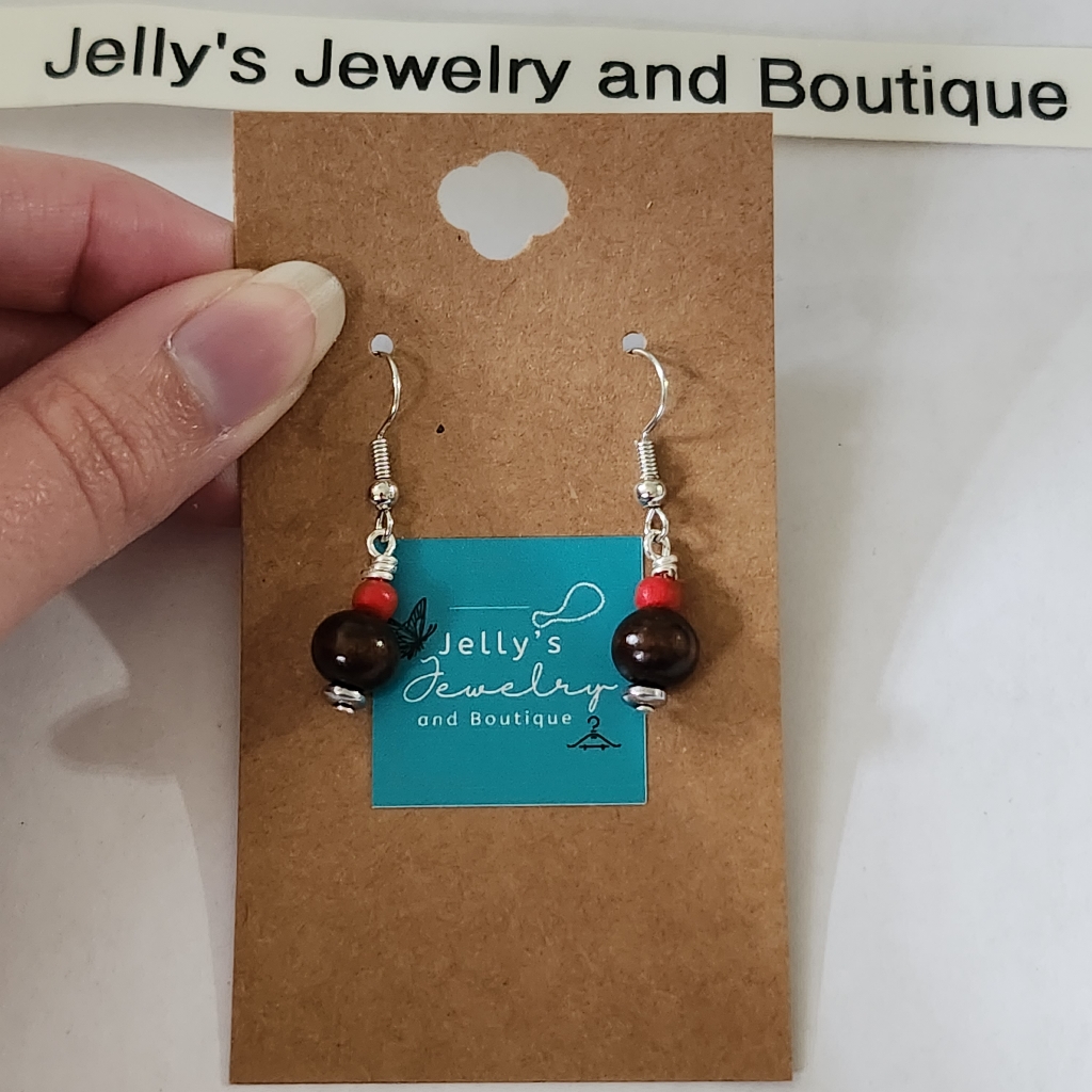 Jelly's Jewelry And Boutique Handcrafted, Nwt, Red/Brown/Silver(Hematite)Earring